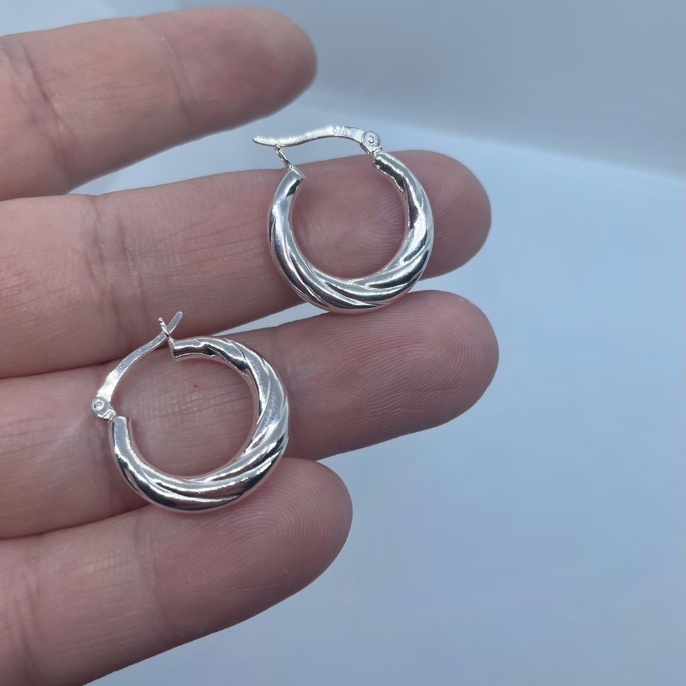 Sterling silver twisted hoop earrings